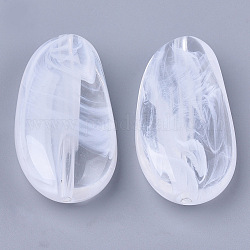 Abalorios de acrílico, de piedras preciosas de imitación, oval, blanco claro, 44.5x23x11mm, Agujero: 2 mm, aproximamente 60 unidades / 500 g