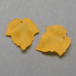 Autumn Theme Transparent Acrylic Maple Leaf Pendants, Frosted, Goldenrod, 24x23x3mm, Hole: 1mm, about 745pcs/500g