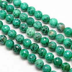 Dyed Natural Peacock Agate Round Bead Strands, Faceted, 12mm, Hole: 1mm, about 33pcs/strand, 15.7inch