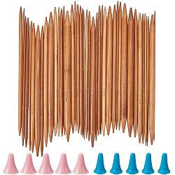 Бамбуковые вязальные иглы, крючки для вязания крючком, иглы с двойными заостренными карбонизированными свитерами, крышки игл, разноцветные, 200 мм, 5 шт / пакет, 15bags / комплект