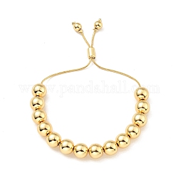 Bracelet coulissant en perles rondes en laiton plaqué en rack pour femme, sans plomb et sans cadmium, véritable 18k plaqué or, perles: 10 mm, diamètre intérieur: 1-1/4~2-3/4 pouce (3.1~6.9 cm)