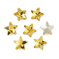 Cabujones de cristal de rhinestone, accesorios de la decoración del arte del clavo, facetados, estrella, oro, 7.5x8x3.5mm