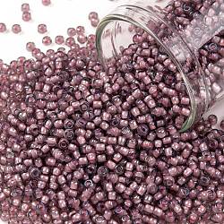 TOHO Round Seed Beads, Japanese Seed Beads, (305) Inside Color Crystal/Blush Lined, 11/0, 2.2mm, Hole: 0.8mm, about 5555pcs/50g