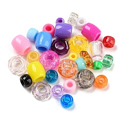 Perline di plastica, rondelle e la colonna, colore misto, 6.5~14x5~12mm, Foro: 2.8~6.5 mm