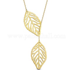 Shegrace fashion filigree 925 colgante de plata de ley collar lariat, con hojas colgantes, real 24k chapado en oro, 15.7 pulgada (40 cm)