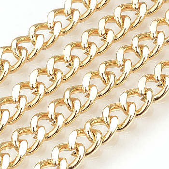 Brass Cuban Link Chains, Chunky Curb Chains, Diamond Cut Chains, Unwelded, Faceted, Nickel Free, Real 18K Gold Plated, 5x4x1mm
