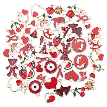 Pandahall 30 style rouge thème émail breloqueses pendentifs avec 60 pièces anneaux de saut pour collier de noël boucles d'oreilles bracelet fabrication de bijoux
