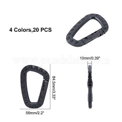Wholesale SUPERFINDINGS 20Pcs 4 Colors Plastic Carabiner Keychain 