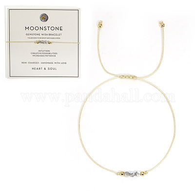 Armbänder aus geflochtenen Perlen aus natürlichem Mondstein für Frauen&nbsp;LS-LU0568-5-1