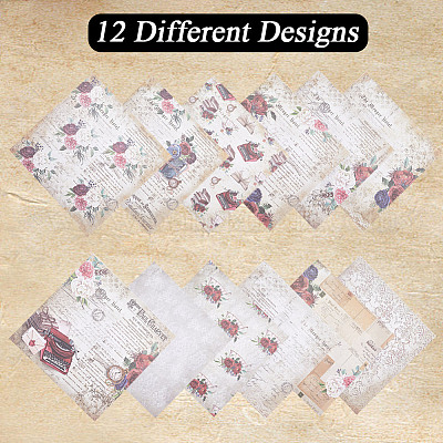 12PCS Floral Paper Pad Scrapbooking Card Photo Album Journal Diary Art  Craft DIY