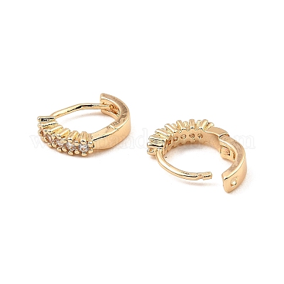 Messing micro pave zirkonia ohrreifen&nbsp;EJEW-D078-44KCG-1