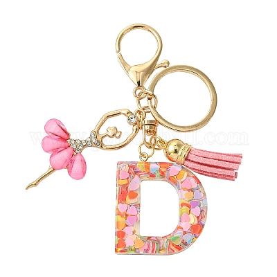 Portachiavi Con Lettera Glitterata Iniziale Blu - Ciondolo In Resina E Lega, 2 Pezzi, Accessorio Borsa E Chiavi