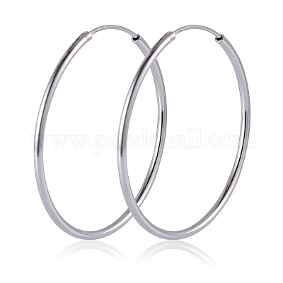 Orecchini A Cerchio Philip Jones Placcati Argento 30mm - Ipoallergenici, Finitura Lucida, Chiusura A Leva