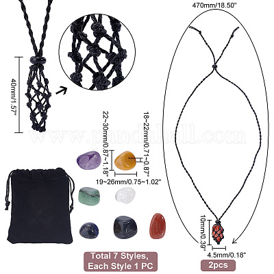 Crystal Holder Necklace - Macrame Necklace, Interchangeable, Woven