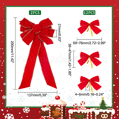 2pcs Christmas Ribbon Bows Ornaments Xmas Tree Bowknot Decoration Christmas  Velvet Ribbon Bows Ornaments Presents Wrapping Bow Festival Bow