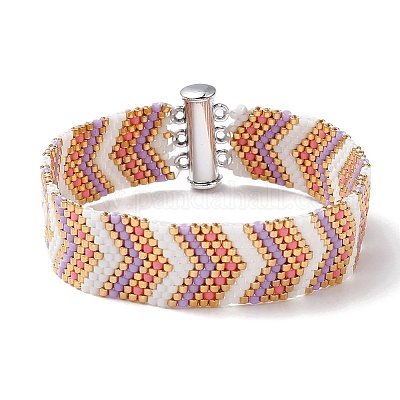 Armband aus Samenpfeilperlen mit Messing-Magnetverschlüssen&nbsp;BJEW-MZ00041-1