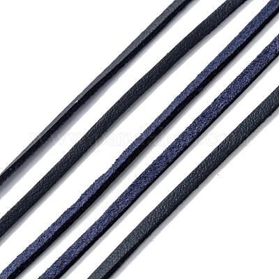 Cordon en daim véritable noir plat, 3 mm de large, bobine de 25 m