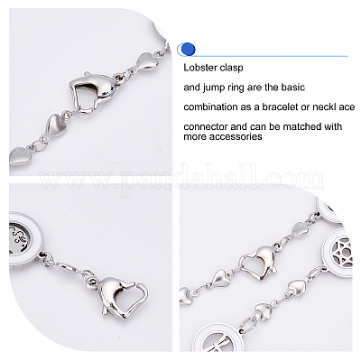 DICOSMETIC 4 Style 12pcs Stainless Steel Heart Lobster Claw Clasps with 100pcs Open Jump Rings Heart-Shaped Lanyard Snap Clip Hooks Metal Lobster