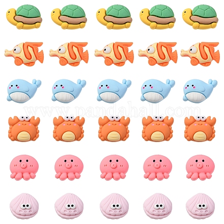 Abalorios De Resina Con Forma De Pez De Océano Para Niños, Cabujones De Animales De Resina Con Parte Trasera Plana Para Relleno De Slime, Clip Para El