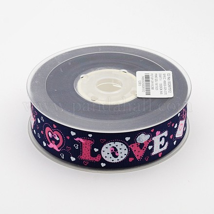 Mot de jour amour imprimé des rubans de polyester grosgrain valentine pour emballage cadeau SRIB-F001-02F-1