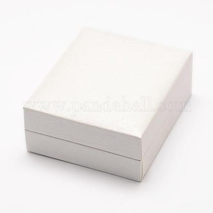 プラスチックと厚紙のアクセサリー箱  内部のスポンジ  長方形  ホワイト  81x69x34mm OBOX-L002-15A-1