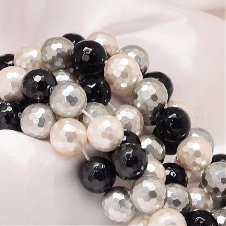Facettes rondes chapelets de perles coquille de nacre BSHE-L012-8mm-L033-1