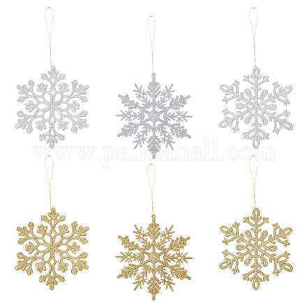 AHANDMAKER 12pcs Glitter Snowflake Ornaments AJEW-GA0006-04-1