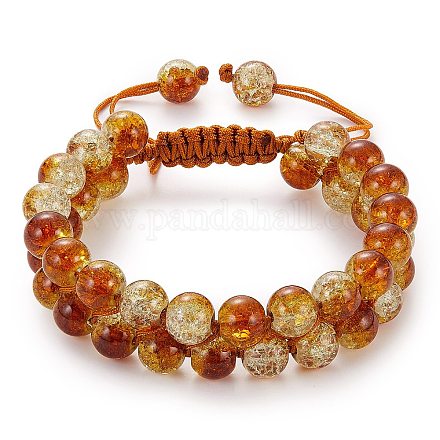 Scintillante braccialetto di perline intrecciate di vetro tondo BJEW-SW00082-13-1