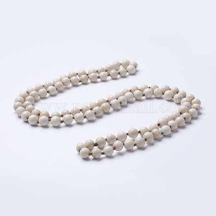 Colliers perlés en bois pétrifié naturel NJEW-P202-36-A16-1