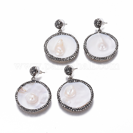 Orecchini pendenti con perle naturali EJEW-F230-07B-1