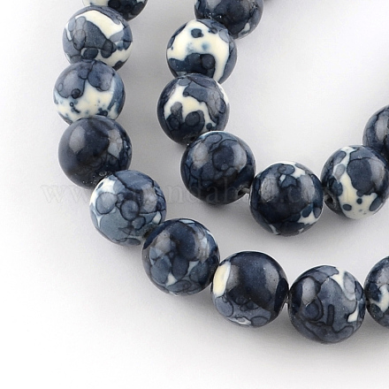 Brins de perles rondes en jade blanc océan naturel teint G-R295-8mm-01-1