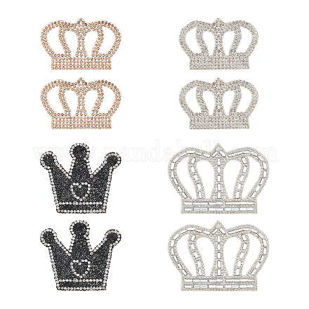 8 Uds. Forma de corona de 4 estilos con rhinestone de corazón hotfix DIY-FG0004-26-1