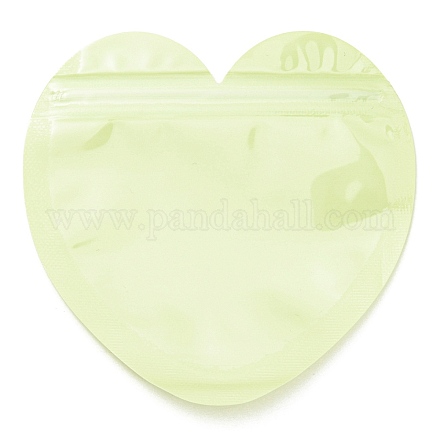ハート形のプラスチック包装陰陽ジップ ロック袋  トップセルフシールパウチ  緑黄  10x10x0.15cm  片側の厚さ：2.5ミル（0.065mm） OPP-D003-02A-1