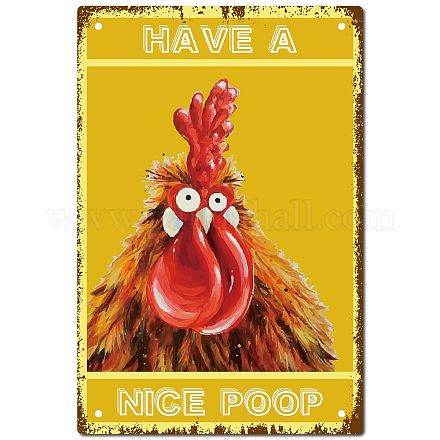 CREATCABIN Funny Tin Signs Have A Nice Poop Chicken Metal Sign Vintage Plaque Poster Wall Art for Restroom Decor Home Bar Pub Cafe Shop Restaurant Bar Sign 8 x 12 Inch AJEW-WH0157-378-1