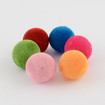 Perles acryliques rondes grosses flocky de boule de gomme OACR-Q003-M1-1