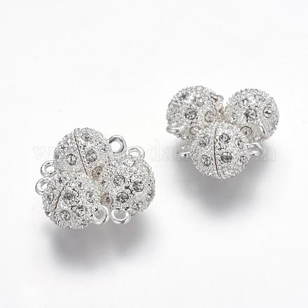 Alloy Rhinestone Magnetic Clasps with Loops RB-H116-3-S-1-1