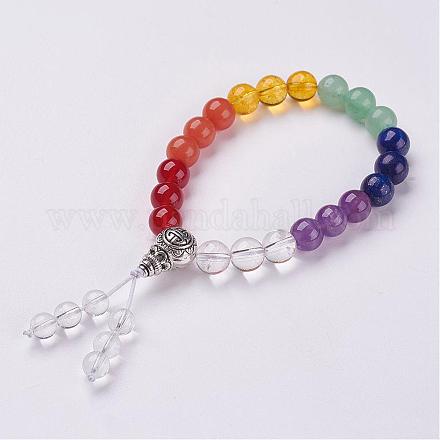 Bracelets extensibles avec perles de pierre précieuse naturelle BJEW-JB02894-1