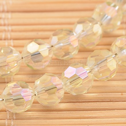 Faceted Round Rainbow Plated Glass Beads Strands EGLA-M017-B04-1