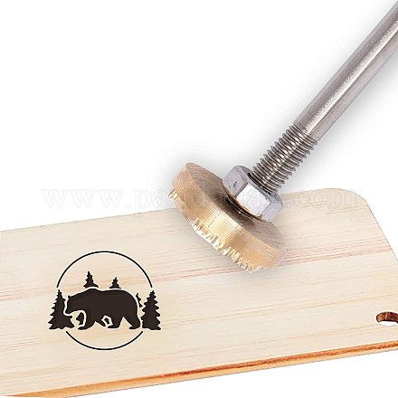 CREATPLANET Wood Branding Iron Exquisite Leaf Pattern Wood Leather Heat Stamp BBQ Branding Stamp with Wood Handle 1.6