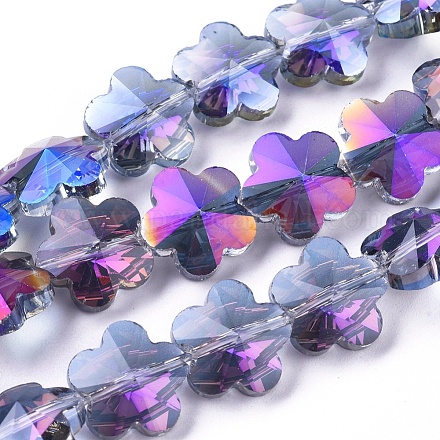Chapelets de perles en verre électroplaqué EGLA-F132-HR01-1