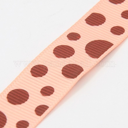 5/8 Zoll (16 mm) großes Ripsband mit Biskuit- und Sienna-Punkten-Aufdruck für Geschenkverpackungen X-SRIB-A010-16mm-01-1