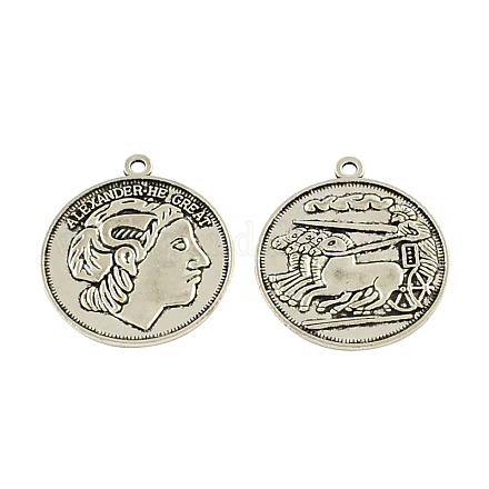 Stile tibetano ciondoli moneta in lega X-TIBEP-Q043-166-RS-1