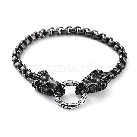 304 pulseras de cadenas de cabeza de león de acero inoxidable para hombres y mujeres. BJEW-D031-27B-1