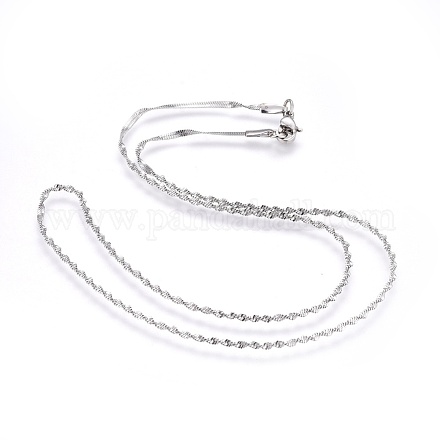 304 Stainless Steel Singapore Chain Necklaces NJEW-F248-14A-P-1