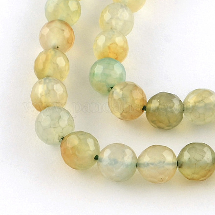 Dyed Faceted Round Natural Peacock Agate Beads Strands G-S127-8mm-01-1