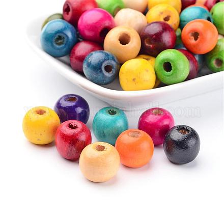 Perles rondes en bois naturel mélangées sans plomb X-YTB028-1