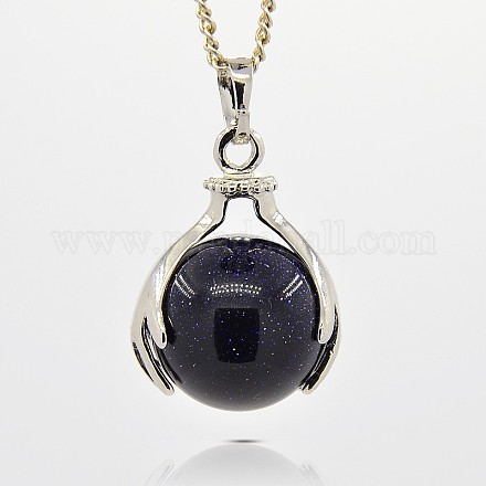 Round Ball Synthetic Blue Goldstone Pendants G-G074-15A-1