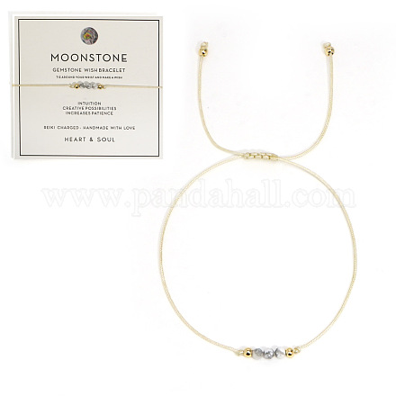 Armbänder aus geflochtenen Perlen aus natürlichem Mondstein für Frauen&nbsp;LS-LU0568-5-1