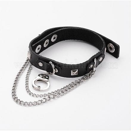 Punk Rock Style Cowhide Leather Choker Necklaces NJEW-D287-11-1