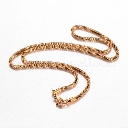 201 Stainless Steel Mesh Chain Necklaces NJEW-G256-01G-1
